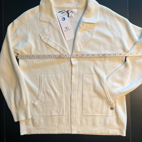 DG Simpli Zen cotton “go to cardigan”-big notch collar/hoodie-style pockets-NWT - Picture 6 of 11